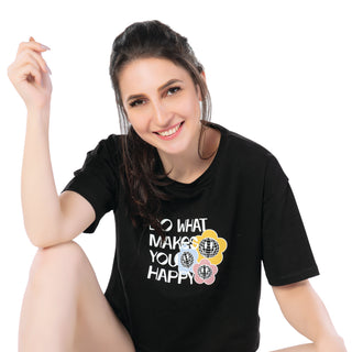 SCT-24030-Cotton Joyful Threads Oversized Crooped T-Shirt  Black