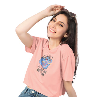 SCT-24024 Cotton Shutterbug Oversized Crooped T-Shirt  Peach