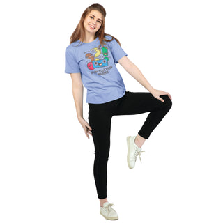 SRF-24091-Cotton-Punny Punctuation  Relaxed Fit T-Shirt-Blue