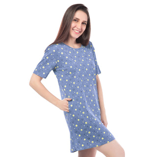 STD-24007 Cotton Wear A Smile T-Shirt Dress Blue