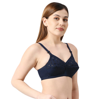 Nari - Polyester Viscose Blend Non-Padded Non-Wired Saree Bra-Navy Blue