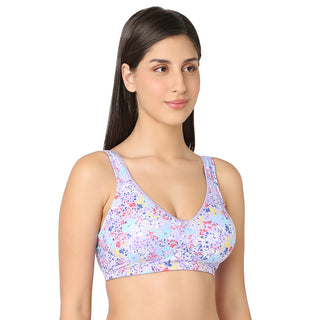 ROSE-16 Cotton Non-Padded Wire Free T-Shirt Bra Lavender