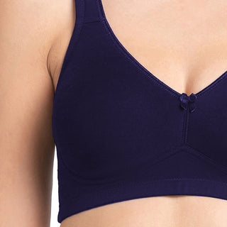 Rose - Non Padded Solid Minimizer Bra Navy Blue