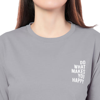 SRF-24086-Cotton-Chase Happiness  Relaxed Fit T-Shirt-Grey