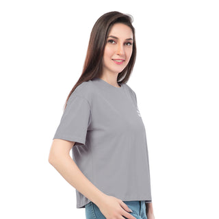 SRF-24086-Cotton-Chase Happiness  Relaxed Fit T-Shirt-Grey