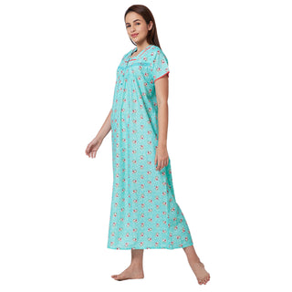 SCH450193-Nighty Cotton Print Regular-Green