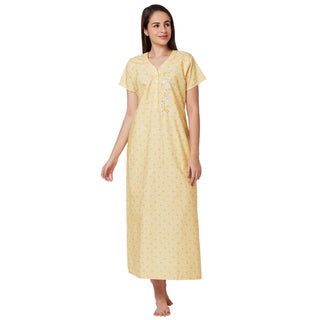 SCR450063-Nighty Cotton Print Regular-Lemon