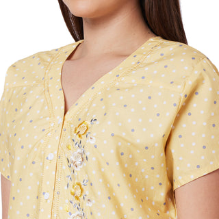 SCR450063-Nighty Cotton Print Regular-Lemon