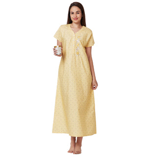 SCR450063-Nighty Cotton Print Regular-Lemon