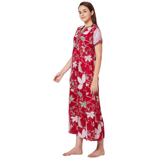 SCR450179-Nighty Cotton Print Regular-Red