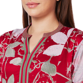 SCR450179-Nighty Cotton Print Regular-Red