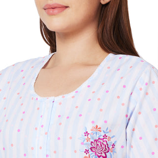 SCS450051-Nighty Cotton Print Regular-Blue