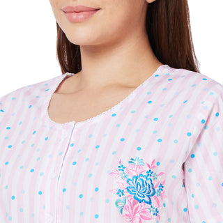 SCS450051-Nighty Cotton Print Regular-Pink