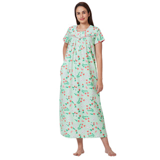 SCS450199-Nighty Cotton Print Regular-Green