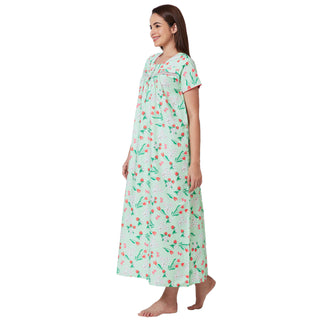 SCS450199-Nighty Cotton Print Regular-Green