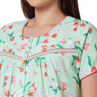 SCS450199-Nighty Cotton Print Regular-Green