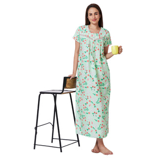 SCS450199-Nighty Cotton Print Regular-Green