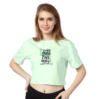 SCT-24026 Looper Learn Earn  CROPPED T-SHIRT Pista Green