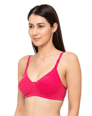 Non Padded Non Wired Cotton Solid Bra Simran Melange Pink