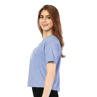 SRF-24095-Cotton-Juicy Orange  Relaxed Fit T-Shirt-Blue