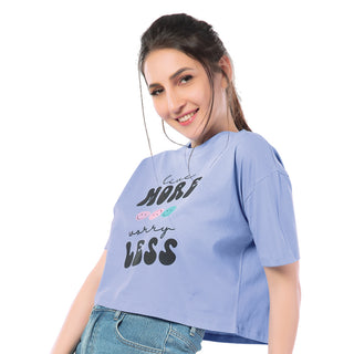 SCT-24017-Cotton Worry Free Oversized Crooped T-Shirt  Blue