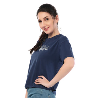 SRF-24106-Cotton-Uniquely You Relaxed Fit T-Shirt-Navy Blue