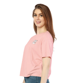 SRF-24105-Cotton Pink Whiskers Relaxed Fit T-Shirt Peach