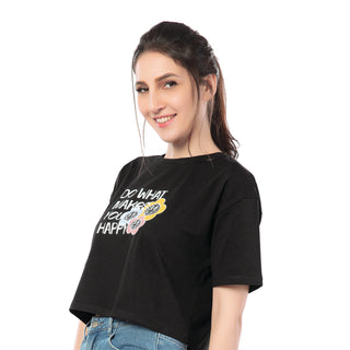 SCT-24030-Cotton Joyful Threads Oversized Crooped T-Shirt  Black