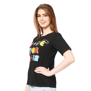 SRF-24092-Cotton-Classic Black  Relaxed Fit T-Shirt-Black