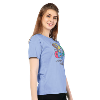 SRF-24091-Cotton-Punny Punctuation  Relaxed Fit T-Shirt-Blue