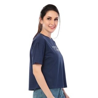 SRF-24106-Cotton-Uniquely You Relaxed Fit T-Shirt-Navy Blue