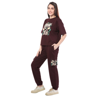 SCS-24037 Looper Floral Flow  CO-ORD SETS Wine