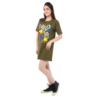 STD-24016 Cotton Olive Glow T-Shirt Dress Olive