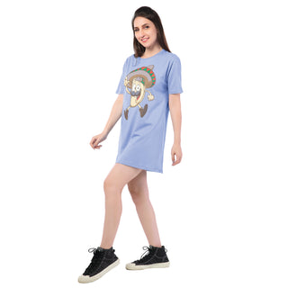 STD-24012 Cotton Snack & Style T-Shirt Dress Blue