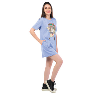 STD-24012 Cotton Snack & Style T-Shirt Dress Blue