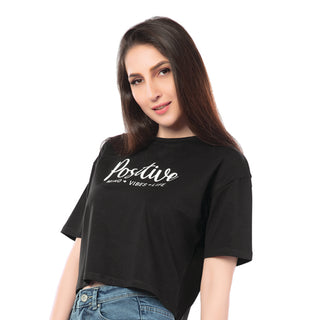 SCT-24031 Cotton Positively You Oversized Crooped T-Shirt  Black