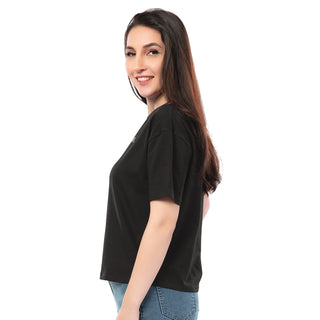 SRF-24088-Cotton-Nice Humans Unite  Relaxed Fit T-Shirt-Black