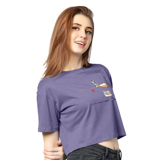 SCT-24023 Cotton Unserviceable Oversized Crooped T-Shirt -Dark Lavender