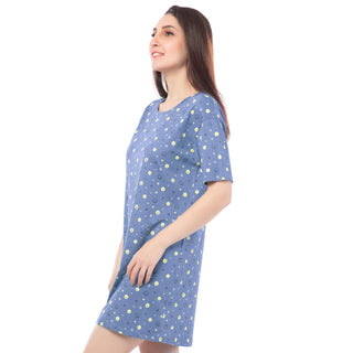 STD-24007 Cotton Wear A Smile T-Shirt Dress Blue