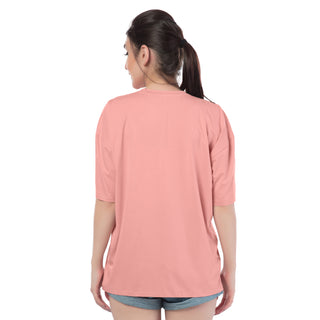 SOT-24069 Cotton Empowered Elegance Oversized T-Shirt  Peach