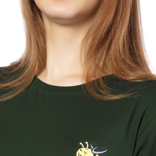 SRF-24073-Cotton-Honey Bee Relaxed Fit T-Shirt-Bottle Green