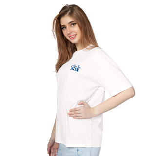 SOT-24074 Cotton Sun Seeker Styel Over size T-Shirt White