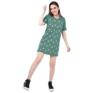 STD-24005-Cotton-Cuddle Up In Pandas T-Shirt Dress Mint Green