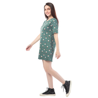 STD-24005-Cotton-Cuddle Up In Pandas T-Shirt Dress Mint Green