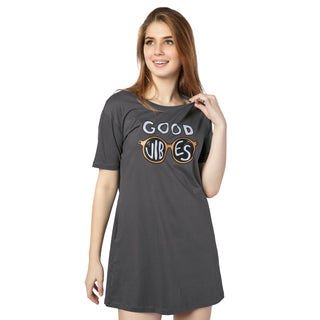 STD-24008-Cotton-Vibe Chic T-Shirt Dress Dark Grey