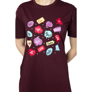 STD-24010-Cotton-Tee Talk T-Shirt Dress  Wine