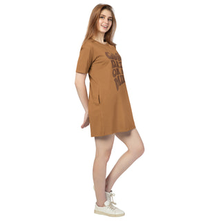 STD-24014-Cotton-Floral Everyday Joy T-Shirt Dress-Mustard