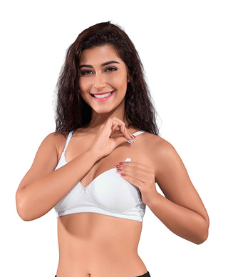 SUKHI-Cotton Padded Non Wired Support Bra White