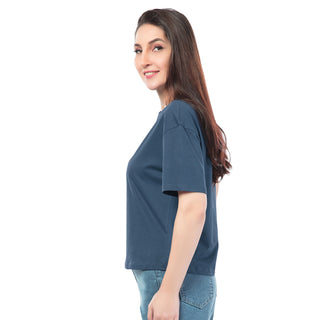 SRF-24089-Cotton-Travel Loading Graphic Tee  Relaxed Fit T-Shirt-Petrol Blue