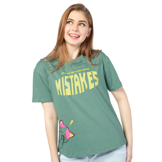 SRF-24090-Cotton-Mistakes & Meows  Relaxed Fit T-Shirt-Mint Green